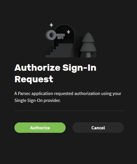 Parsec - authorize sign-in request