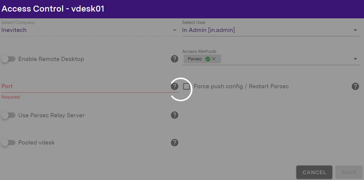 Verify access control settings loader