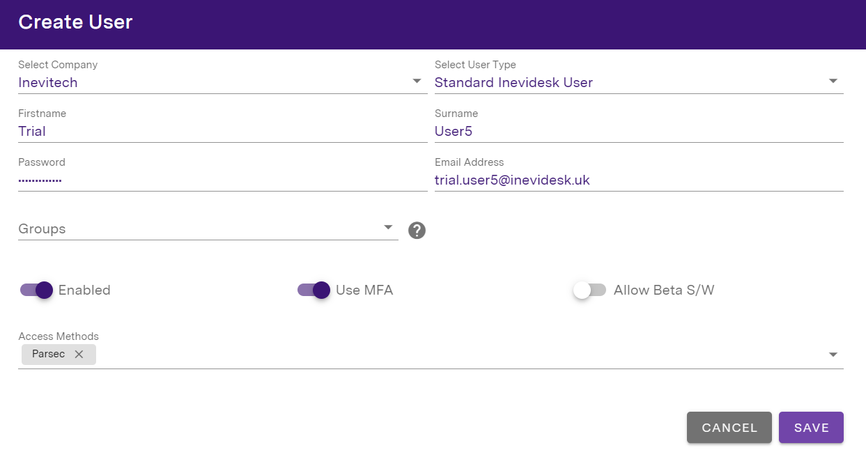 Manually creating a user