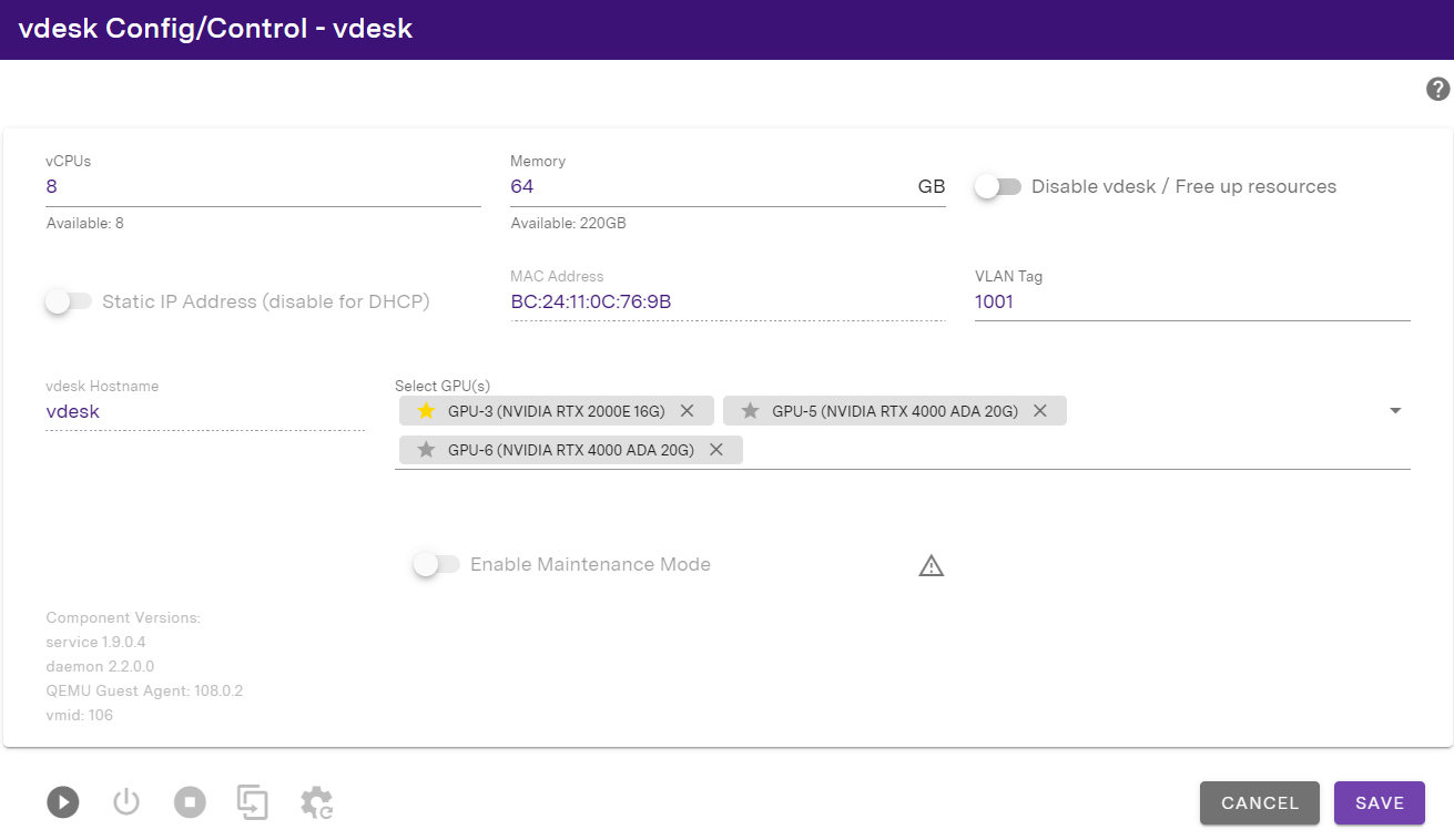Multiple GPU allocation